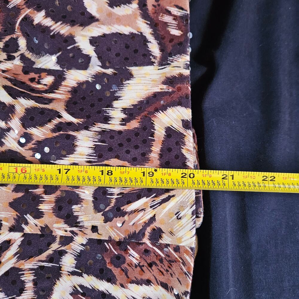 View Animal Print Blazer Size 8 Zip Up Sequin Brown Black Cheetah Leopard Mature - Picture 9 of 11